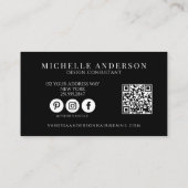 Moderne Schwarz-Weiß-Monogramm-Rand-QR-Code Visitenkarte (Rückseite)