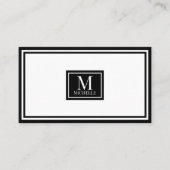 Moderne Schwarz-Weiß-Monogramm-Rand-QR-Code Visitenkarte (Vorderseite)
