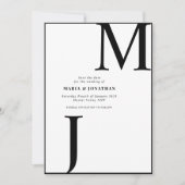Moderne Schwarz-Weiß-Monogramm Save-the-Date-Karte Save The Date (Vorderseite)
