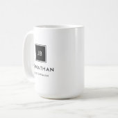 Moderne Schwarz-Weiß-Monogramm-Trauzeugen Kaffeetasse (Vorderseite Links)