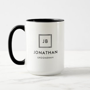 Moderne Schwarz-Weiß-Monogramm-Trauzeugen Tasse