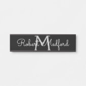 Moderne Schwarz-Weiß-Monogramm-Türschild Türschild (Vorderseite )