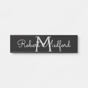 Moderne Schwarz-Weiß-Monogramm-Türschild Türschild