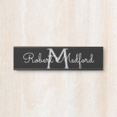 Moderne Schwarz-Weiß-Monogramm-Türschild Türschild (Vorderseite )