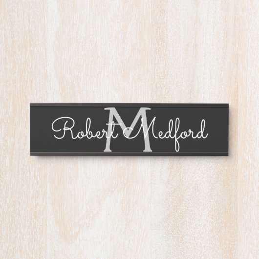 Moderne Schwarz-Weiß-Monogramm-Türschild Türschild (Vorderseite )