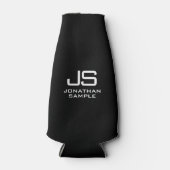 Moderne Schwarz-Weiß-Monogramm-Vorlage Flaschenkühler (Vorderseite)