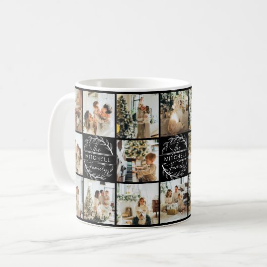 Moderne Schwarz-Weiß-Multifoto-Collage - Sake Kaffeetasse (Vorderseite Links)