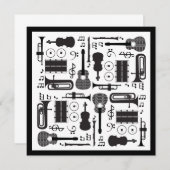 Moderne Schwarz-Weiß-Musikinstrumente-Muster Dankeskarte (Vorne/Hinten)