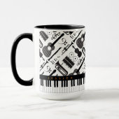 Moderne Schwarz-Weiß-Musikinstrumente Muster m Tasse (Links)