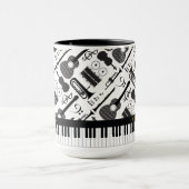 Moderne Schwarz-Weiß-Musikinstrumente Muster m Tasse (Zentrum)