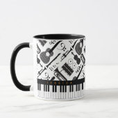 Moderne Schwarz-Weiß-Musikinstrumente Muster m Tasse (Links)
