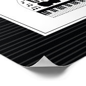 Moderne Schwarz-Weiß-Musikinstrumente-Muster Poster (Ecke)