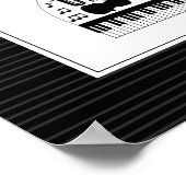 Moderne Schwarz-Weiß-Musikinstrumente-Muster Poster (Ecke)