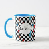Moderne Schwarz-Weiß-Muster mit Autos Tasse (Links)