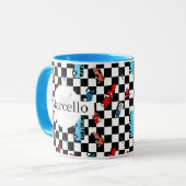 Moderne Schwarz-Weiß-Muster mit Autos Tasse (Vorderseite Links)