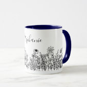 Moderne Schwarz-Weiß-Natur-Pflanze Blume Tasse (VorderseiteRechts)
