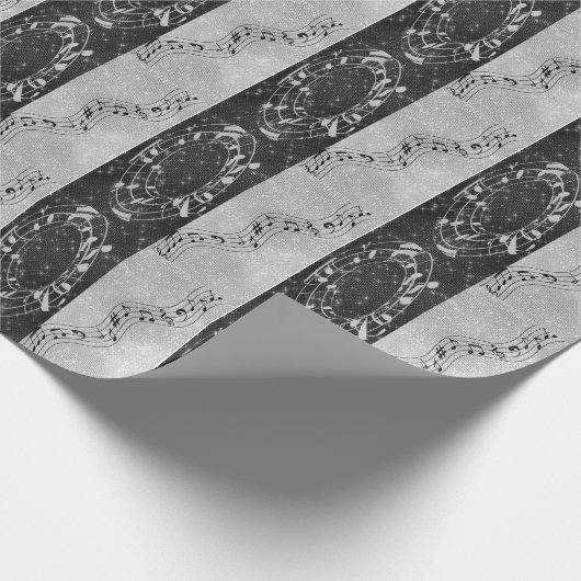 Moderne Schwarz-Weiß-Noten Geschenkpapier (Ecke)