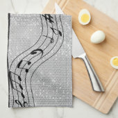 Moderne Schwarz-Weiß-Noten Geschirrtuch (Viertel Falte)