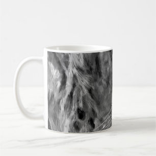 Moderne Schwarz-Weiß-Ölmalerei auf König Löwen, Kaffeetasse