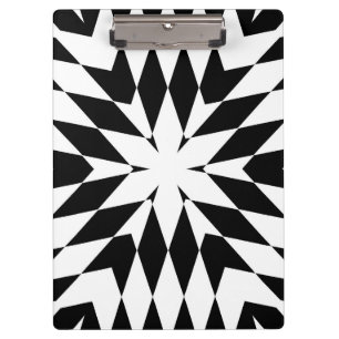 Moderne Schwarz-Weiß-Optische-Täuschung-Geometrie Klemmbrett