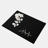 Moderne Schwarz-Weiß-Orchideen Fußmatte (Schrägansicht)