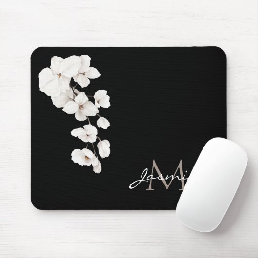 Moderne Schwarz-Weiß-Orchideen Mousepad (Mit Mouse)
