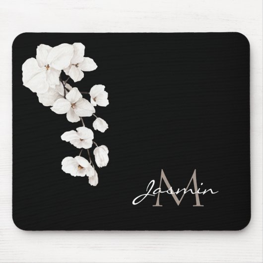 Moderne Schwarz-Weiß-Orchideen Mousepad (Vorne)