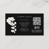 Moderne Schwarz-Weiß-Orchideen QR-Code Visitenkarte (Rückseite)