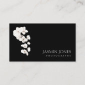 Moderne Schwarz-Weiß-Orchideen QR-Code Visitenkarte (Vorderseite)
