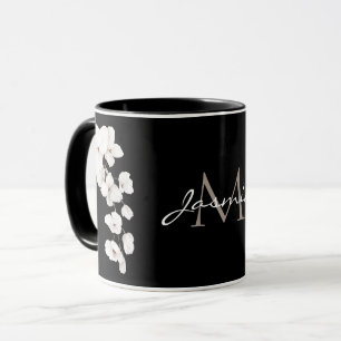 Moderne Schwarz-Weiß-Orchideen Tasse