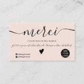 Moderne Schwarz-Weiß-Ordnung Französisch danke Visitenkarte (Vorderseite)