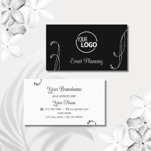 Moderne Schwarz-Weiß-Ornamente mit Verzierten Logo Visitenkarte