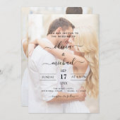 Moderne Schwarz-Weiß-Overlay-Foto-Hochzeit Einladung (Vorne/Hinten)