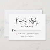 Moderne Schwarz-Weiß-Overlay-Hochzeit RSVP Karte (Vorderseite)