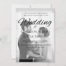 Moderne Schwarz-Weiß-Overlay-Hochzeitseinladung