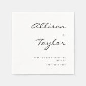 Moderne Schwarz-Weiß-Paare mit Namen für Hochzeite Serviette (Vorderseite)