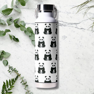 Moderne Schwarz-Weiß-Panda-Bären-Muster Trinkflasche