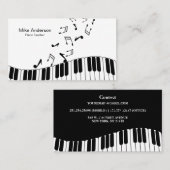 Moderne Schwarz-Weiß-Piano-Teacher-Visitenkarte Visitenkarte (Vorne/Hinten)