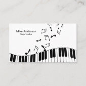 Moderne Schwarz-Weiß-Piano-Teacher-Visitenkarte Visitenkarte (Vorderseite)