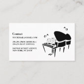 Moderne Schwarz-Weiß-Piano-Teacher-Visitenkarte Visitenkarte (Rückseite)