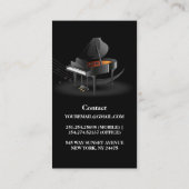 Moderne Schwarz-Weiß-Piano-Teacher-Visitenkarte Visitenkarte (Rückseite)