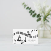 Moderne Schwarz-Weiß-Piano-Teacher-Visitenkarte Visitenkarte (Stehend Vorderseite)