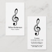 Moderne Schwarz-Weiß-Piano-Teacher-Visitenkarte Visitenkarte (Vorne/Hinten)