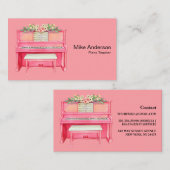 Moderne Schwarz-Weiß-Piano-Teacher-Visitenkarte Visitenkarte (Vorne/Hinten)
