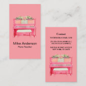 Moderne Schwarz-Weiß-Piano-Teacher-Visitenkarte Visitenkarte (Vorne/Hinten)