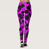 Moderne Schwarz-Weiß-Pink-Spritzer Funny Leggings (Rückseite)