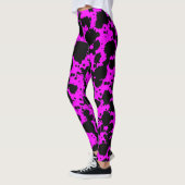 Moderne Schwarz-Weiß-Pink-Spritzer Funny Leggings (Links)