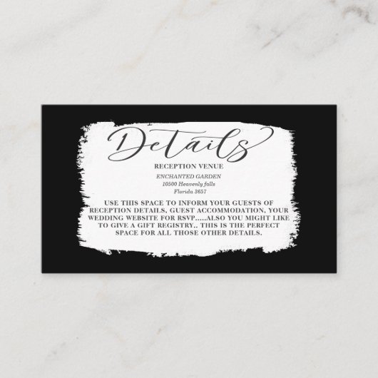 Moderne Schwarz-Weiß-Pinselstriche Details zum Hoc Begleitkarte (Vorderseite)