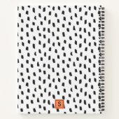Moderne Schwarz-Weiß-Pinselstriche-Monogramm Notizblock (Rückseite)