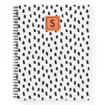 Moderne Schwarz-Weiß-Pinselstriche-Monogramm